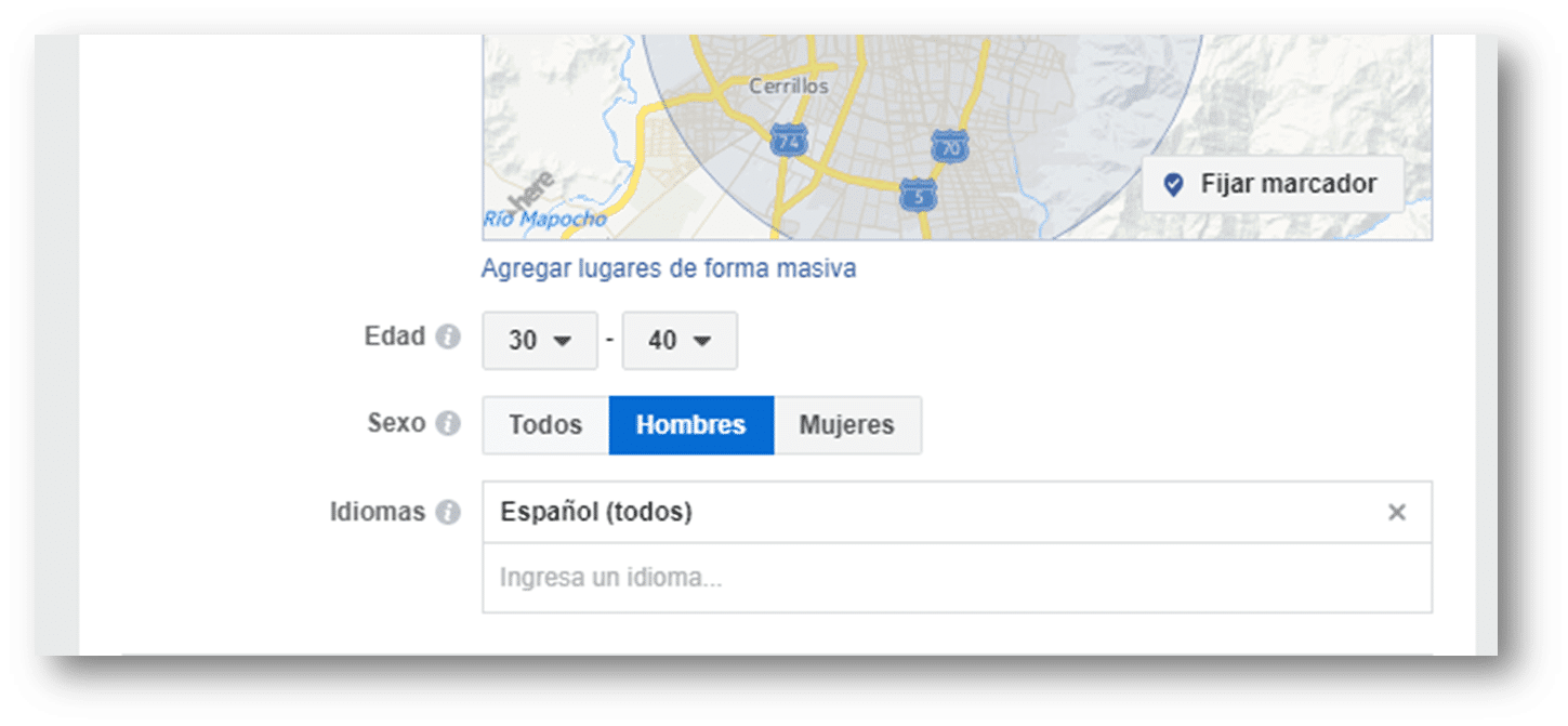 sexo del publico en facebook ads